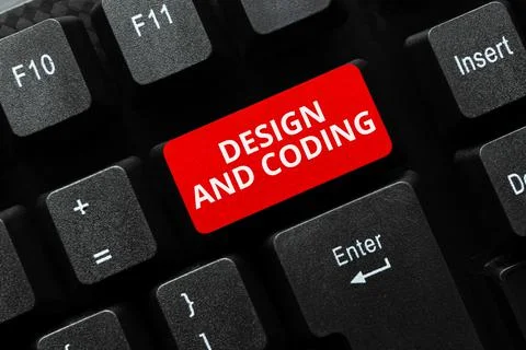 Sign displaying Design And Coding. Word Written on HTML and programming, Cross Stock Photos