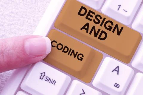 Sign displaying Design And Coding. Conceptual photo HTML and programming, Cross Stock Photos