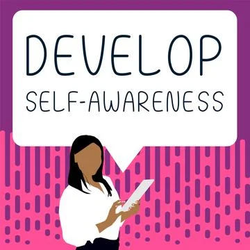 Sign displaying Develop Self Awareness. Word Written on Improve sharp 스톡 일러스트