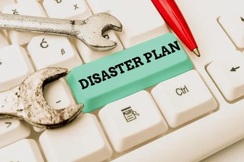 Sign displaying Disaster Plan. Concept meaning Respond to Emergency Preparedness Stock Photos