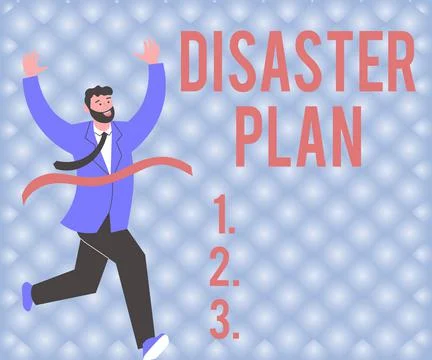 Sign displaying Disaster Plan. Word for Respond to Emergency Preparedness Stock Illustration