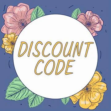 Sign displaying Discount Code. Business approach to reduce the price of a Illustrazione stock