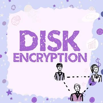 Sign displaying Disk Encryption. Business overview the security mechanism used イラスト素材