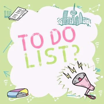 Sign displaying To Do List Question. Business showcase Series of task to be done Stockillustratie