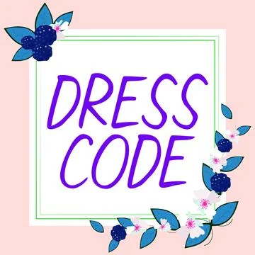Sign displaying Dress Code. Word Written on an accepted way of dressing for a 스톡 일러스트