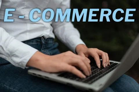 Sign displaying E Commerce. Internet Concept commercial transactions carried out Stock Photos