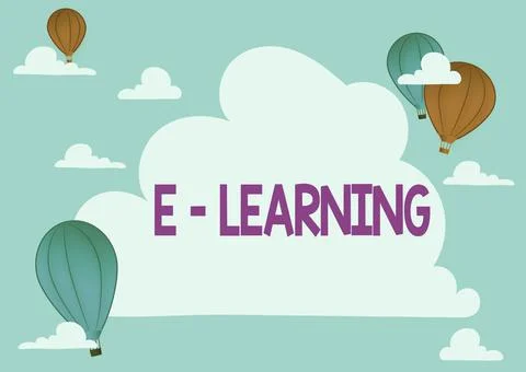 Sign displaying E learning. Business concept training through electronic media イラスト素材