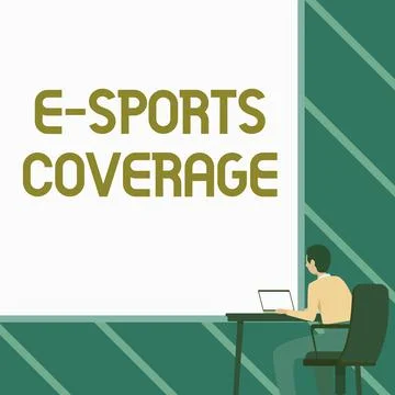 Sign displaying E Sports Coverage. Internet Concept Reporting live on latest Stock Illustration