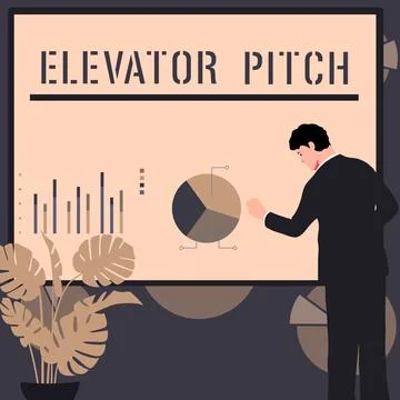Sign displaying Elevator Pitch. Word for A persuasive sales pitch Brief speech Stock Illustration