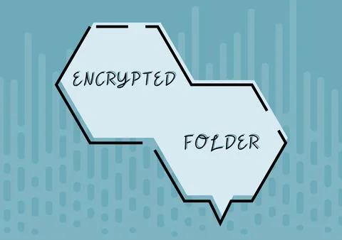 Sign displaying Encrypted Folderprotect confidential data from attackers with Stock Illustration