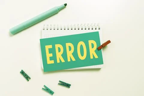 Sign displaying Error. Internet Concept mistake Condition of being wrong in Stock-Fotos