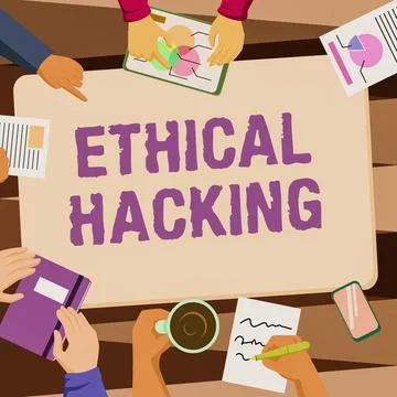 Sign displaying Ethical Hacking. Conceptual photo act of locating weaknesses and イラスト素材
