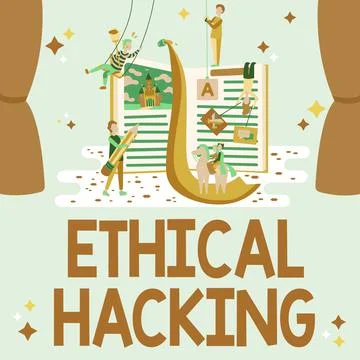Sign displaying Ethical Hacking. Word Written on act of locating weaknesses and イラスト素材