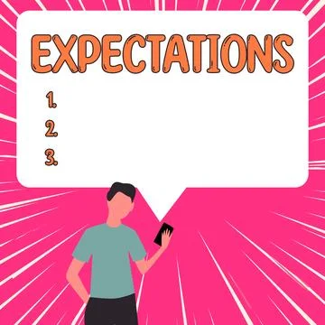 Sign displaying Expectations. Word for Strong belief that something will happen 库存插图