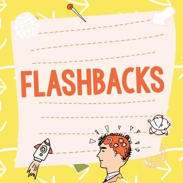 Sign displaying Flashbacks. Business concept interruption of chronological Stock Illustration