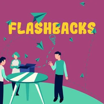 Sign displaying Flashbacks. Business showcase interruption of chronological Stock Illustration