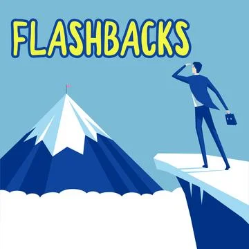 Sign displaying Flashbacks. Concept meaning interruption of chronological 스톡 일러스트