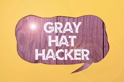 Sign displaying Gray Hat Hacker. Word Written on Computer security expert who Stock Photos