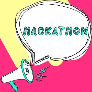 Sign displaying Hackathon. Word Written on event where large number of people Stock Illustration