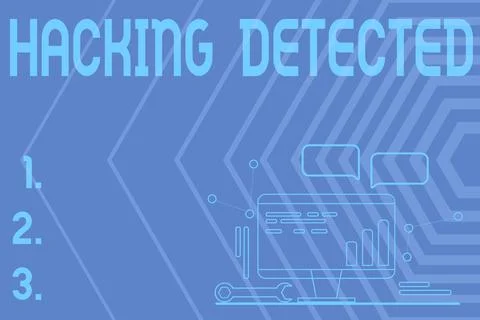Sign displaying Hacking Detected. Internet Concept activities that seek to Stock Illustration
