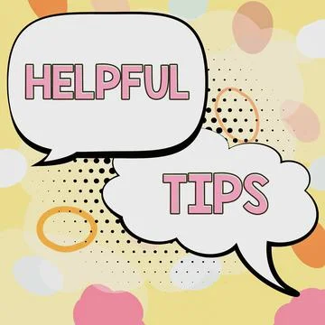 Sign displaying Helpful Tips. Business overview Ask an Expert Solutions Hints Stock Illustration