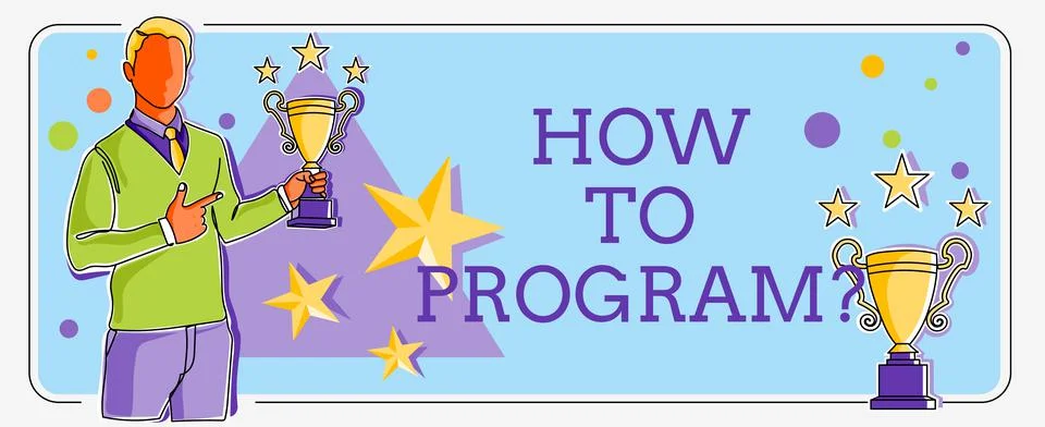 Sign displaying How To Program. Business approach Instruction for computer Illustrazione stock
