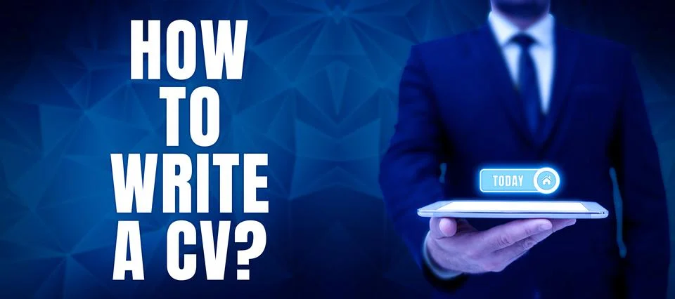 Sign displaying How To Write A Cv, Business idea Recommendations to make a go Stock Photos