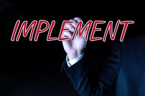 Sign displaying Implement. Business concept set budget for advertising and only Foto stock