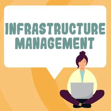 Sign displaying Infrastructure Management. Concept meaning minimize downtime Stock Illustration