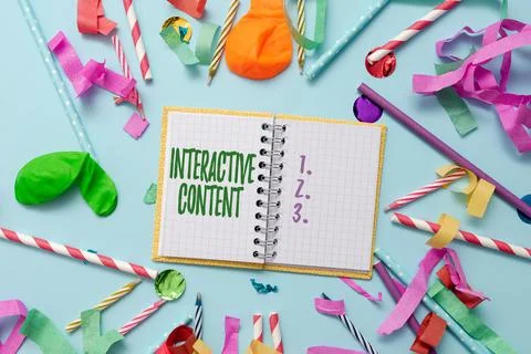 Sign displaying Interactive Content. Business concept It requires the Stock Photos
