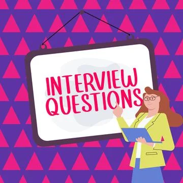 Sign displaying Interview Questions. Concept meaning Typical topic being ask or Stock Illustration