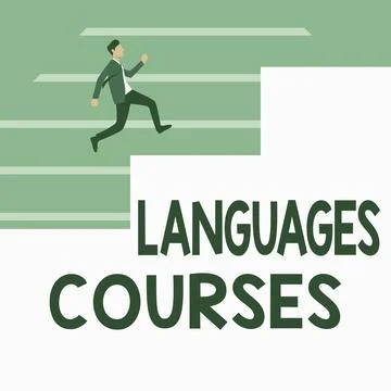 Sign displaying Languages Courses. Concept meaning set of classes or a plan of Stock Illustration