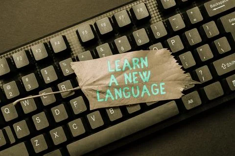 Sign displaying Learn A New Language. Business idea ability to communicate in Stock Photos