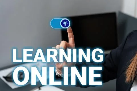 Sign displaying Learning OnlineLearn something new with the help of internet and 写真素材