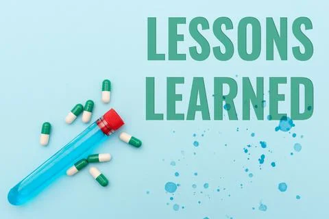 Sign displaying Lessons Learned. Concept meaning Promote share and use knowledge 스톡 사진
