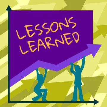 Sign displaying Lessons Learned. Word Written on Promote share and use knowledge 스톡 일러스트