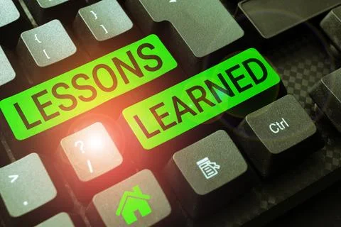 Sign displaying Lessons Learned. Word for Promote share and use knowledge 写真素材
