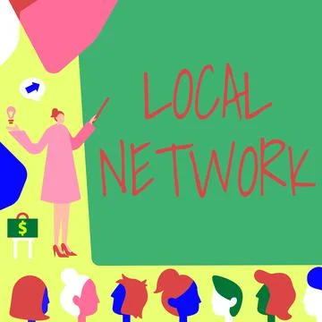 Sign displaying Local Network. Internet Concept Intranet LAN Radio Waves DSL Stock Illustration