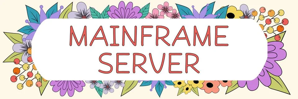 Sign displaying Mainframe Server. Concept meaning the inability to cause イラスト素材