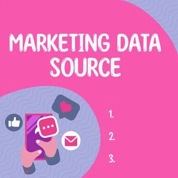 Sign displaying Marketing Data Source. Business approach connection set up to a Stock Illustration