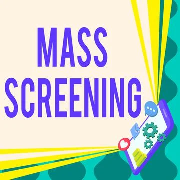 Sign displaying Mass Screening. Internet Concept health evaluation performed at Illustrazione stock