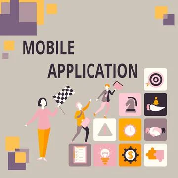 Sign displaying Mobile Application. Word Written on application software Stock Illustration