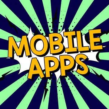 Sign displaying Mobile Apps. Word for a software application designed to run on Illustrazione stock