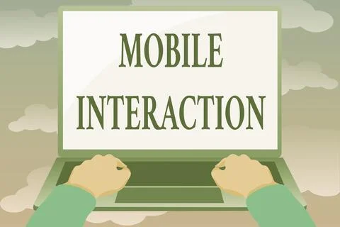 Sign displaying Mobile Interaction. Conceptual photo the interaction between Illustrazione stock
