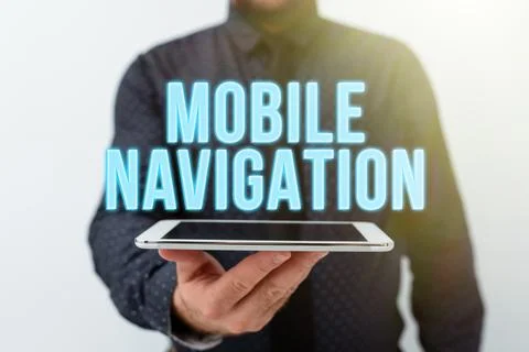Sign displaying Mobile Navigation. Concept meaning graphical user interface used Stock Photos