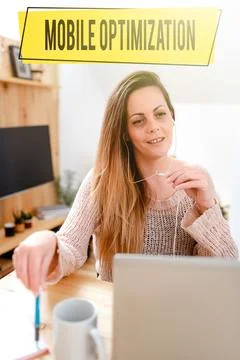 Sign displaying Mobile Optimization. Conceptual photo Site Content Reformatted Stock Photos