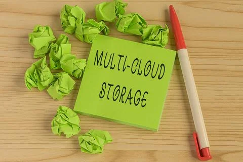 Sign displaying Multi Cloud Storage. Business overview use of multiple cloud 写真素材