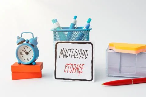 Sign displaying Multi Cloud Storage. Word Written on use of multiple cloud 写真素材