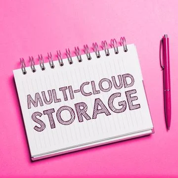Sign displaying Multi Cloud Storage. Word for use of multiple cloud computing Foto stock