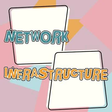 Sign displaying Network Infrastructure. Internet Concept Hardware and Software Illustrazione stock